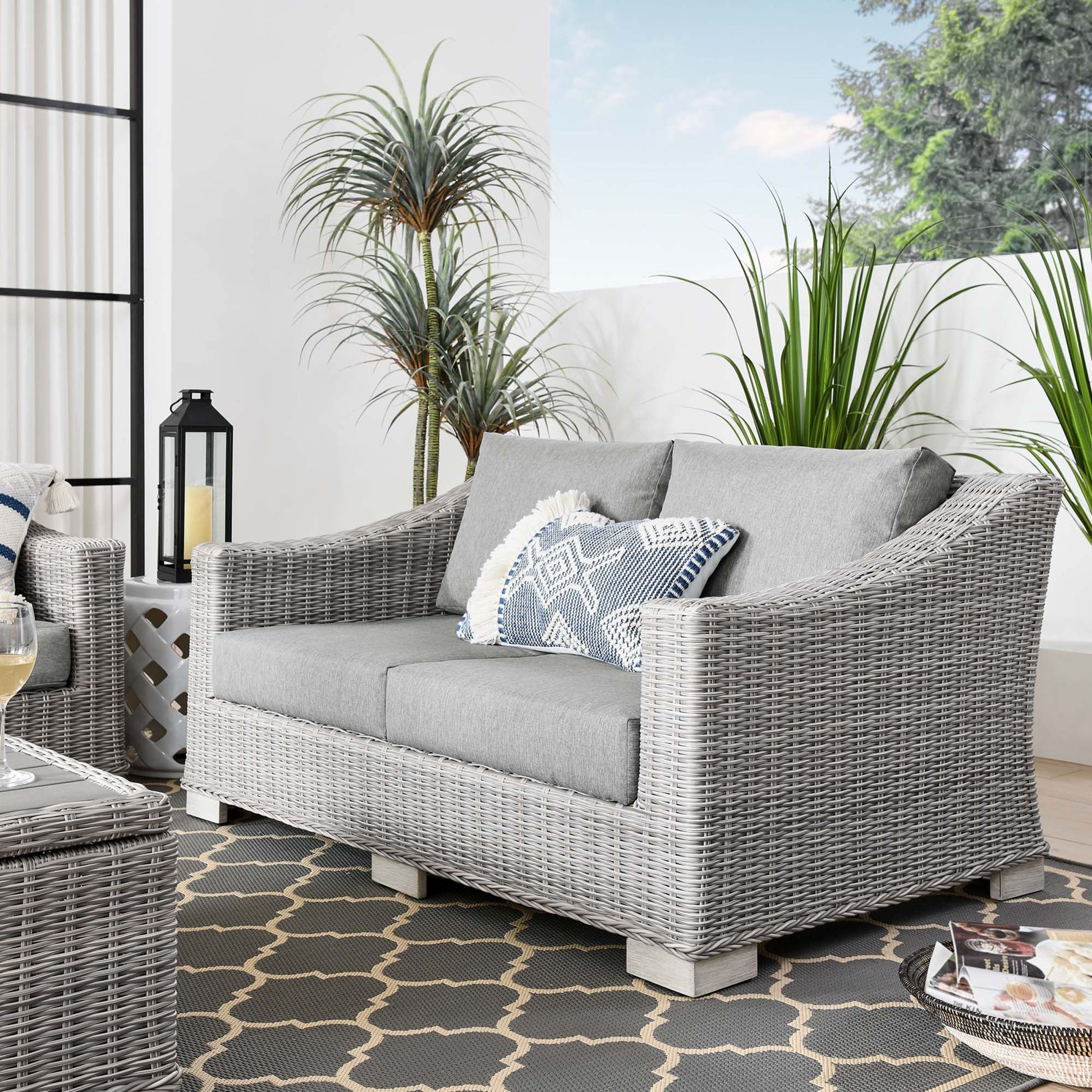 Conway Outdoor Patio Wicker Rattan Loveseat