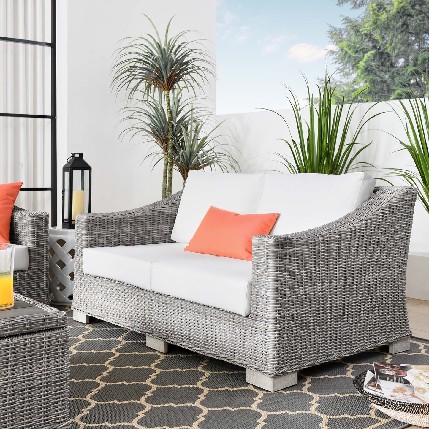 Conway Outdoor Patio Wicker Rattan Loveseat