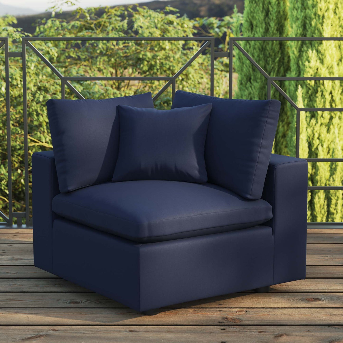 Commix Overstuffed Outdoor Patio Corner Chair