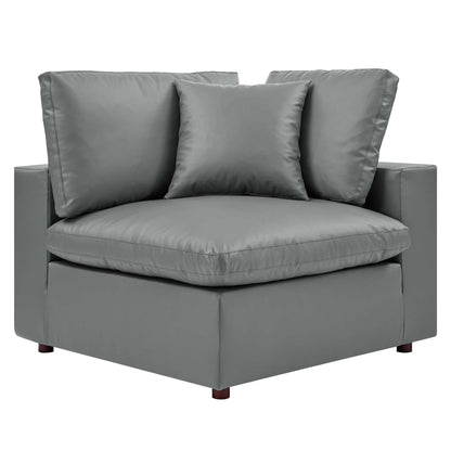 Commix Down Filled Overstuffed Vegan Leather Loveseat