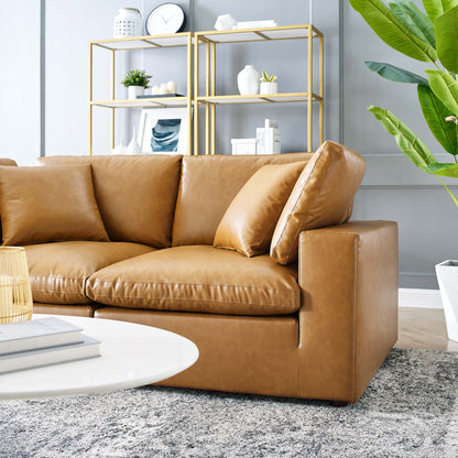 Commix Down Filled Overstuffed Vegan Leather Loveseat