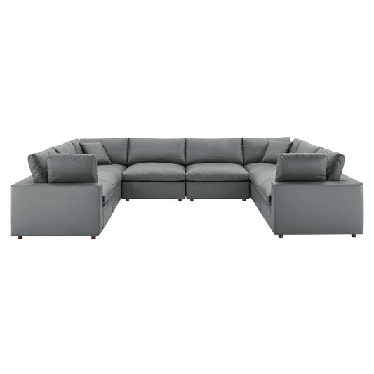 Commix Down Filled Overstuffed Vegan Leather 8-Piece Sectional Sofa