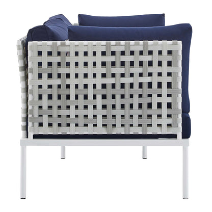 Harmony 8-Piece Sunbrella® Basket Weave Outdoor Patio Aluminum Seating Set