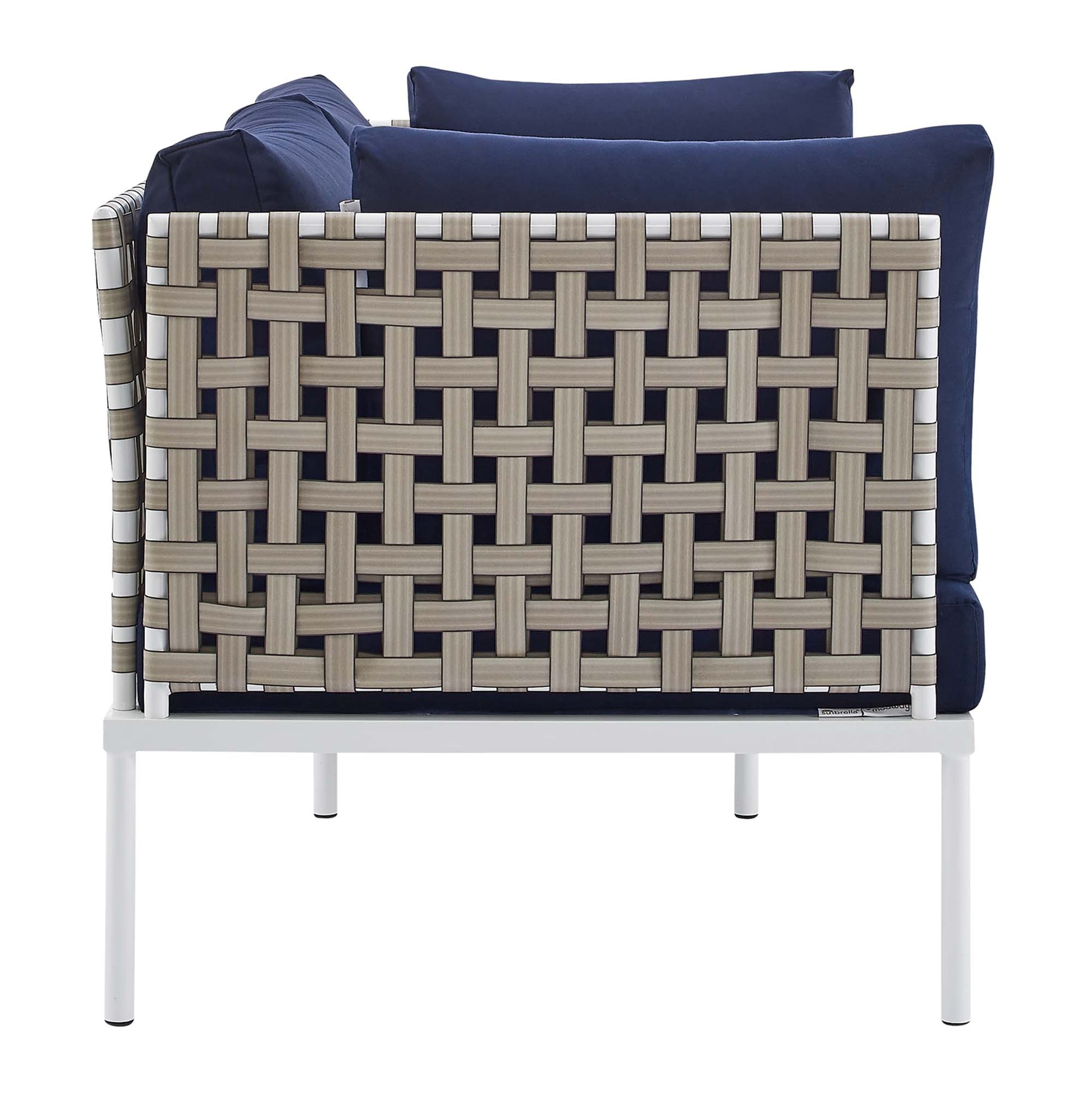 Harmony 8-Piece Sunbrella® Basket Weave Outdoor Patio Aluminum Seating Set