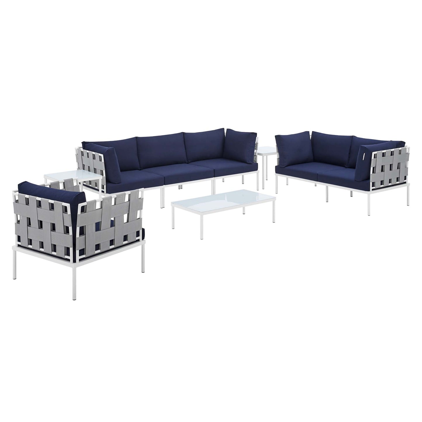 Harmony 8-Piece Sunbrella® Outdoor Patio Aluminum Seating Set