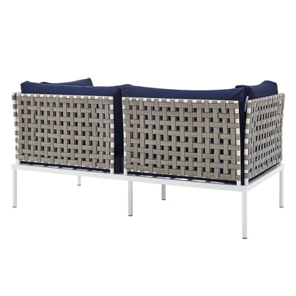 Harmony Sunbrella® Basket Weave Outdoor Patio Aluminum Loveseat