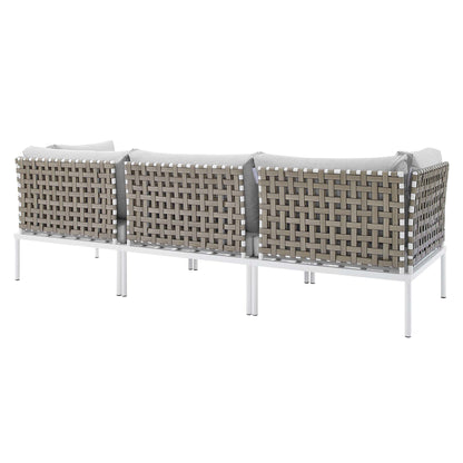 Harmony Sunbrella® Basket Weave Outdoor Patio Aluminum Sofa