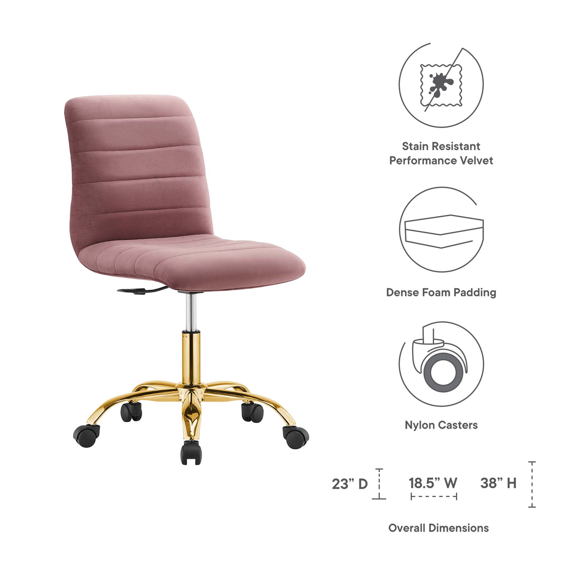 Ripple Armless Performance Velvet Office Chair