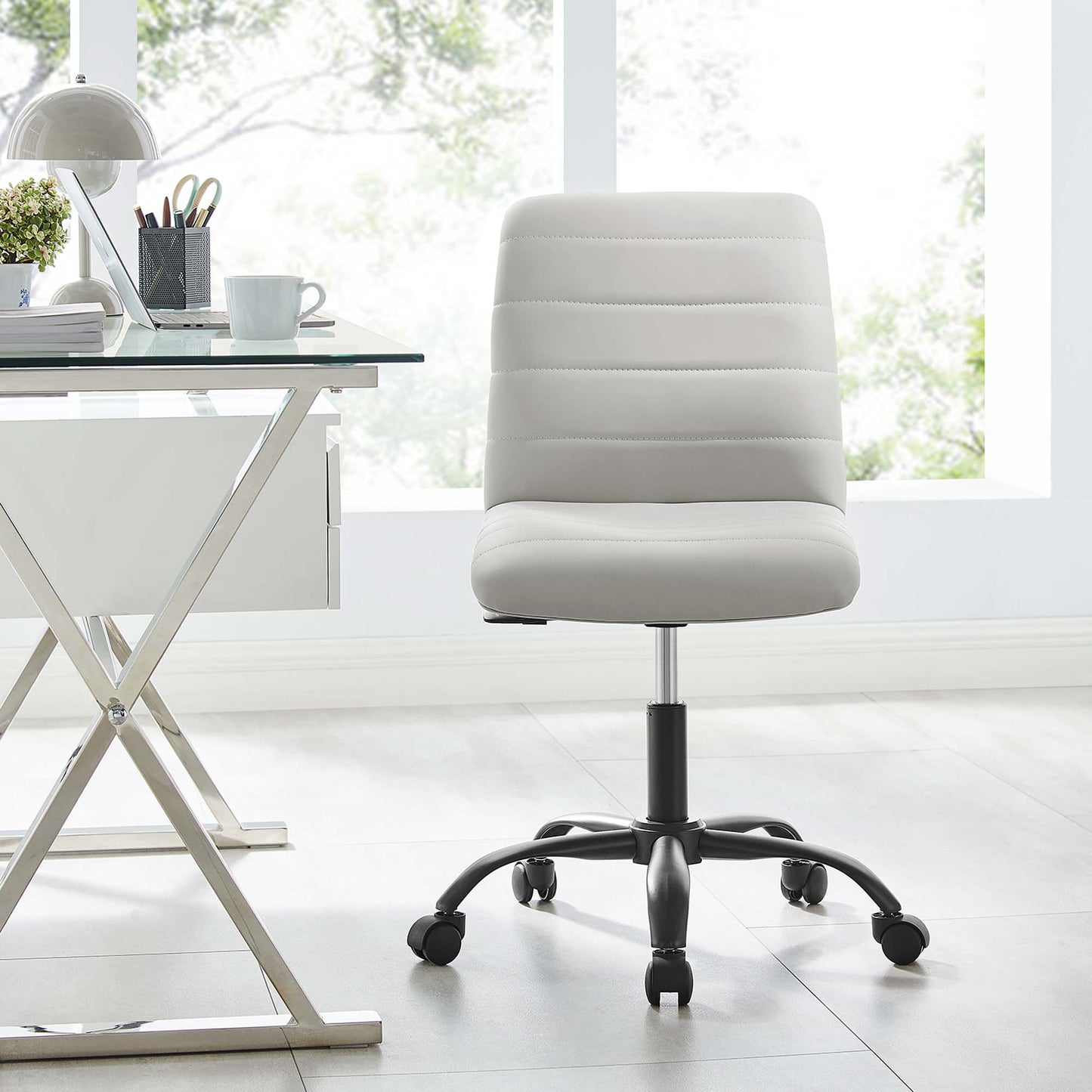 Ripple Armless Vegan Leather Office Chair