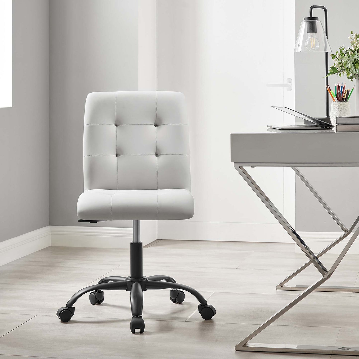 Prim Armless Vegan Leather Office Chair