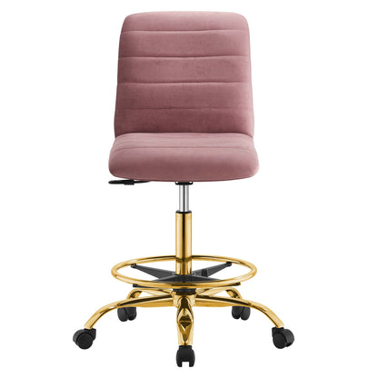 Ripple Armless Performance Velvet Drafting Chair