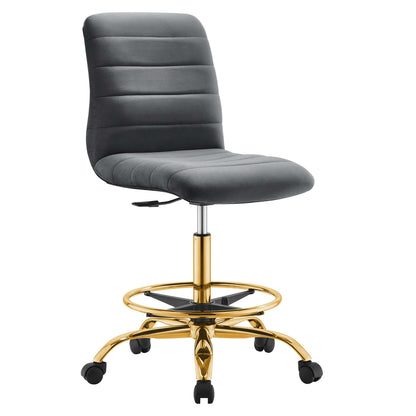 Ripple Armless Performance Velvet Drafting Chair