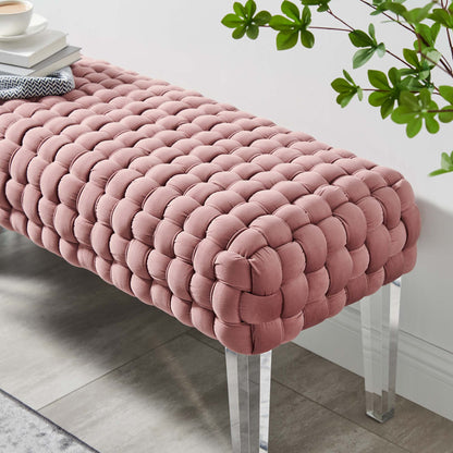 Prologue Woven Performance Velvet Ottoman