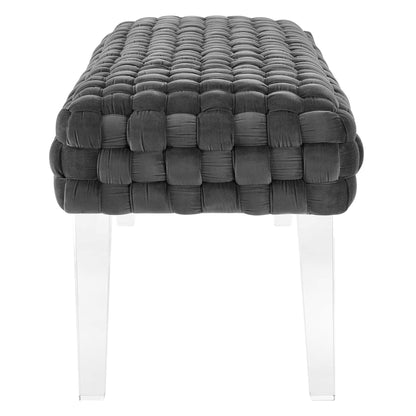 Prologue Woven Performance Velvet Ottoman