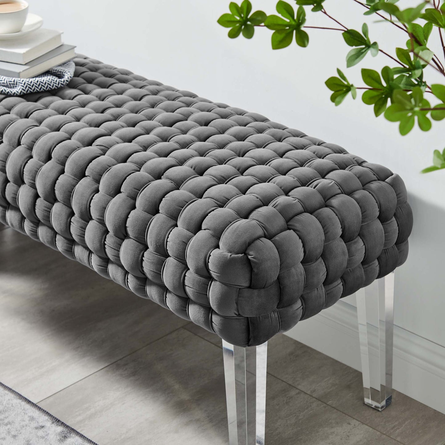 Prologue Woven Performance Velvet Ottoman