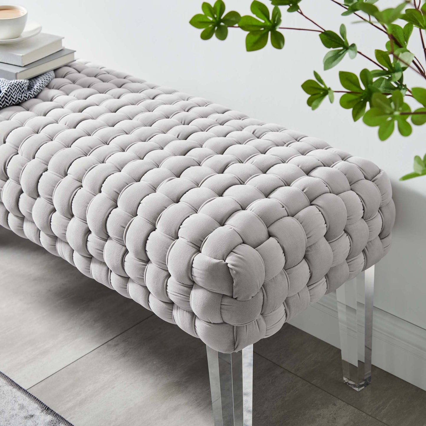 Prologue Woven Performance Velvet Ottoman