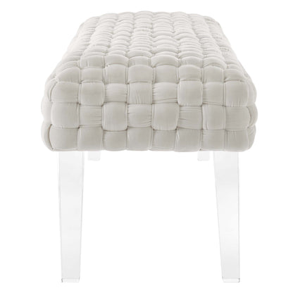 Prologue Woven Performance Velvet Ottoman