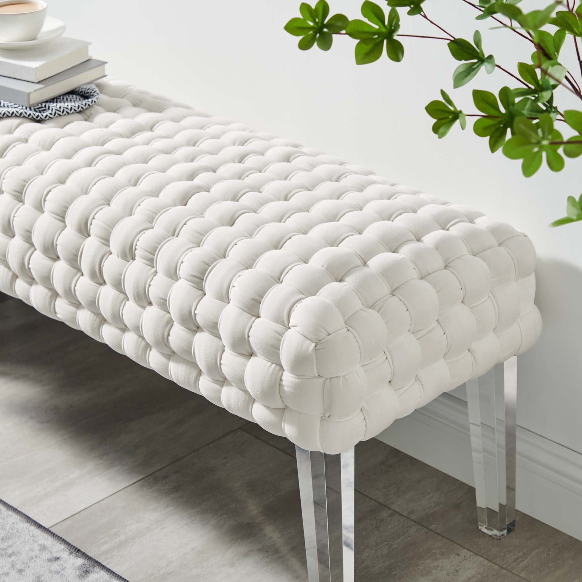 Prologue Woven Performance Velvet Ottoman