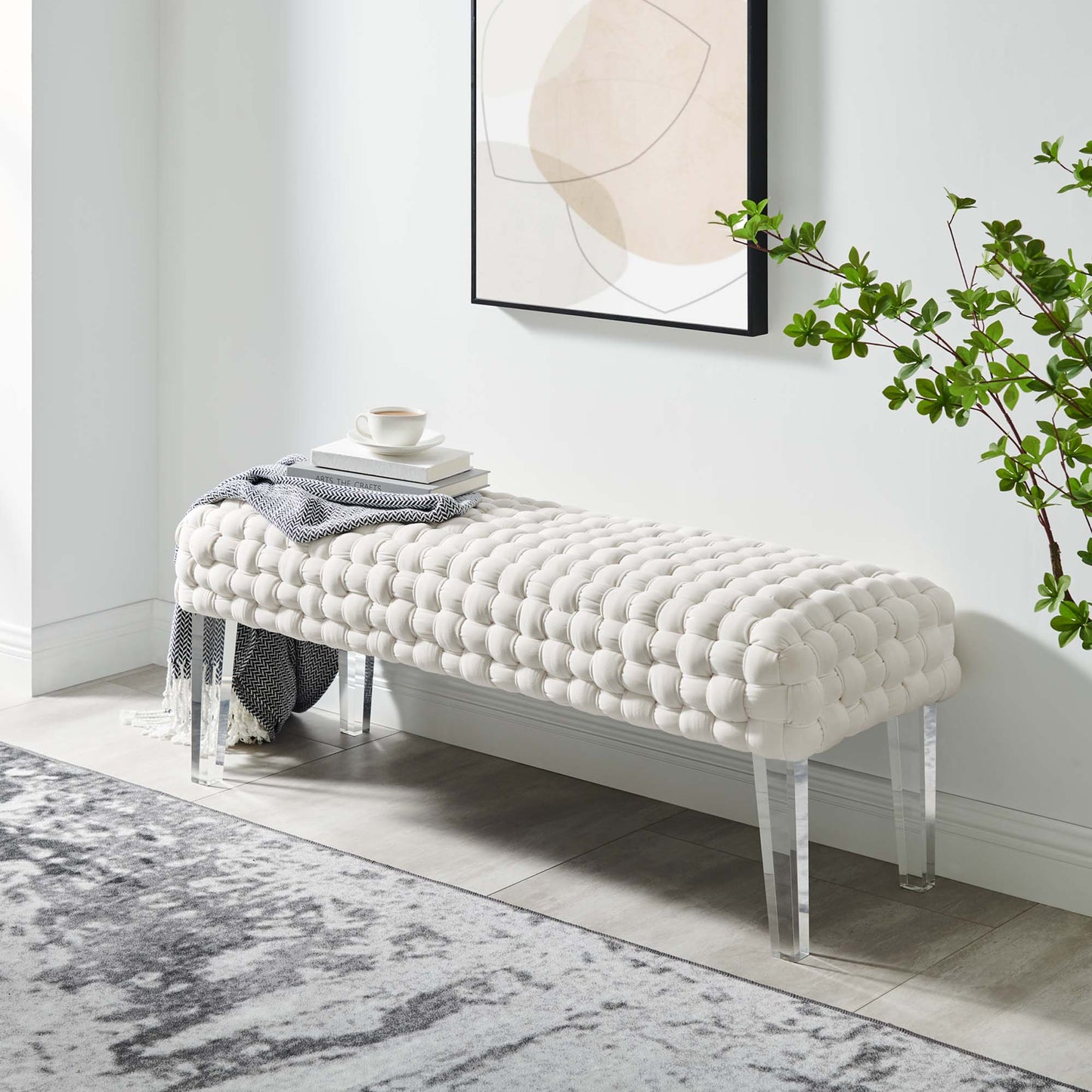 Prologue Woven Performance Velvet Ottoman