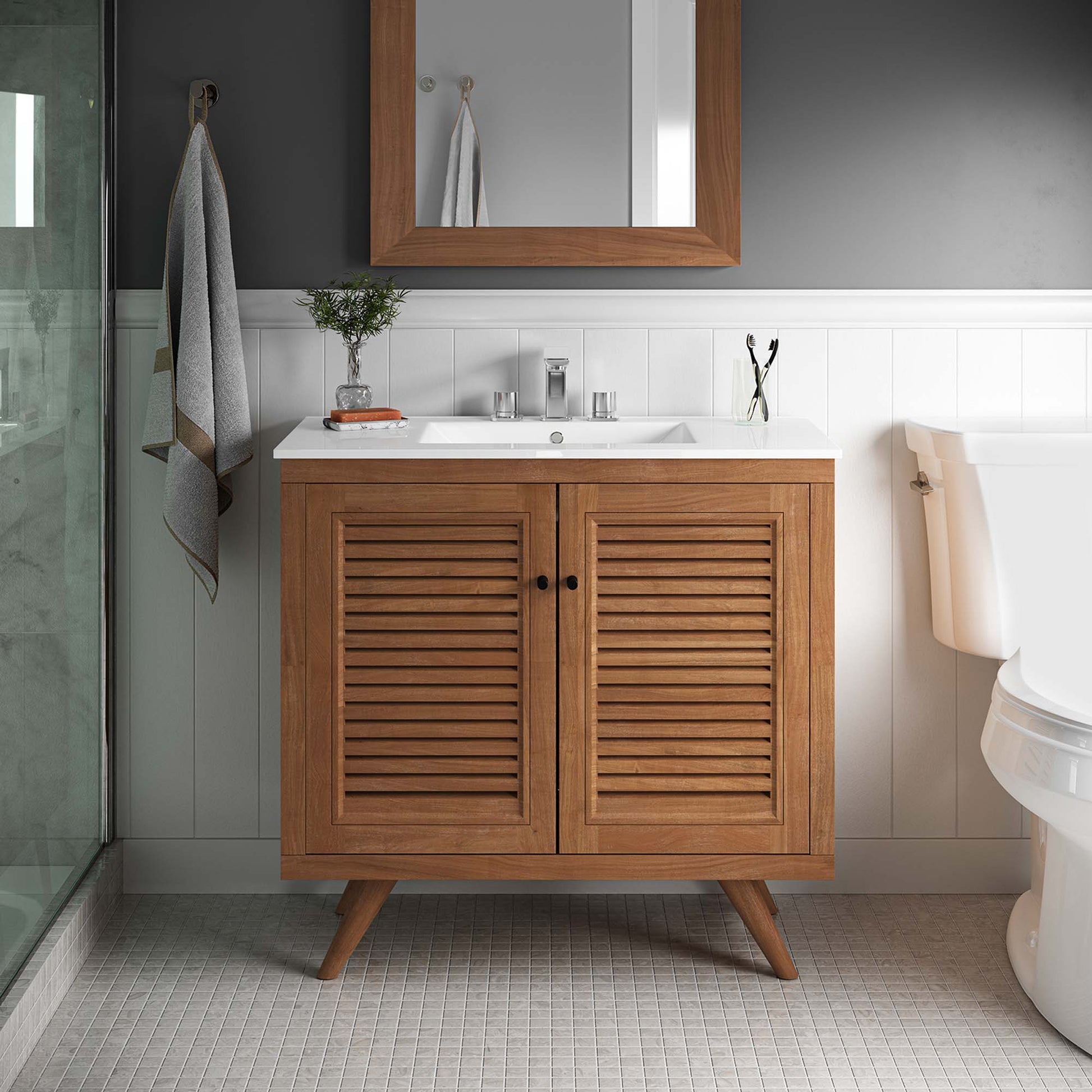 Birdie 36" Teak Wood Bathroom Vanity Cabinet (Sink Basin Not Included)