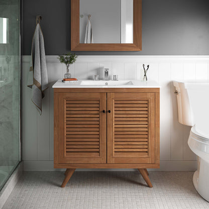 Birdie 36" Teak Wood Bathroom Vanity Cabinet (Sink Basin Not Included)