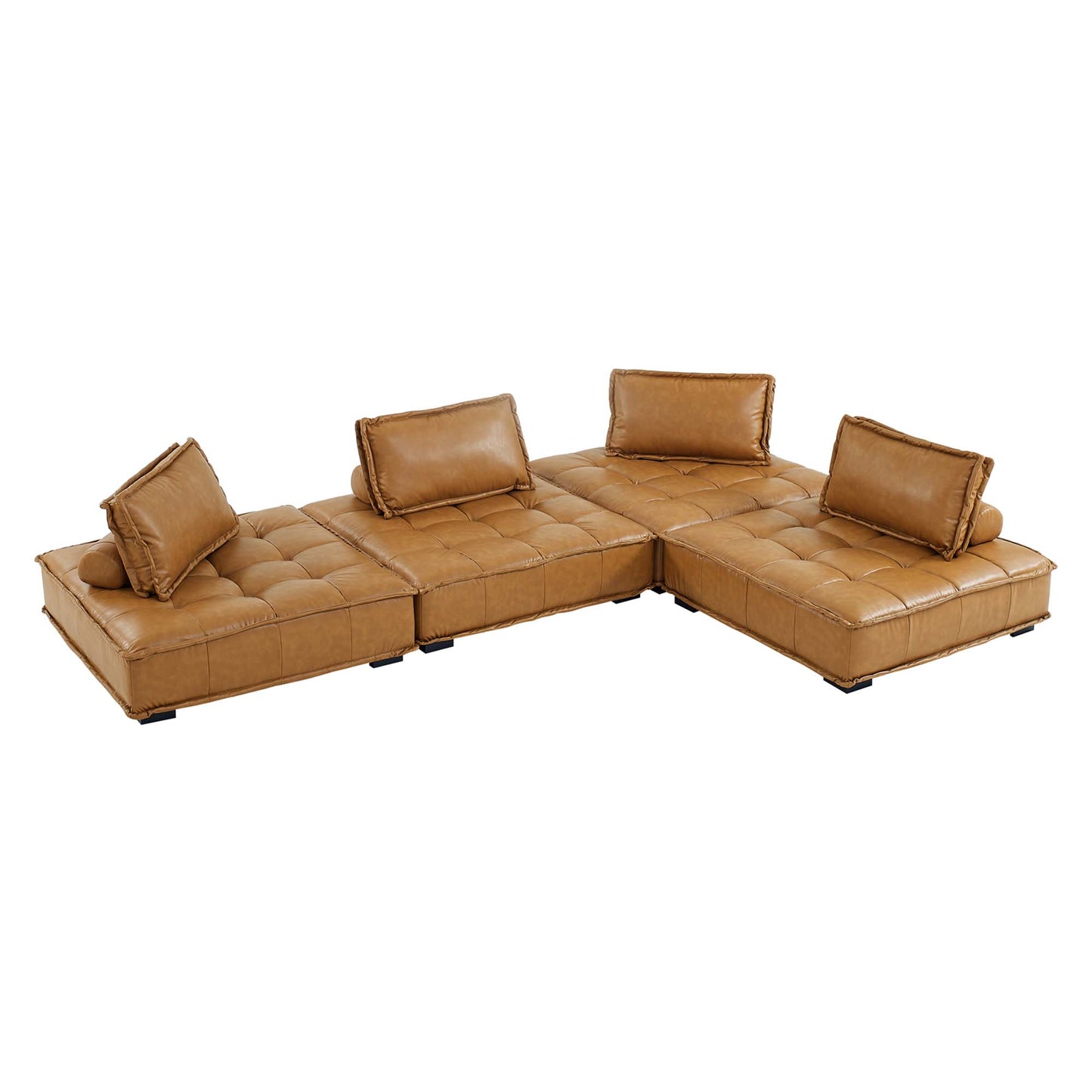 Saunter Tufted Vegan Leather Vegan Leather 4-Piece Sectional Sofa