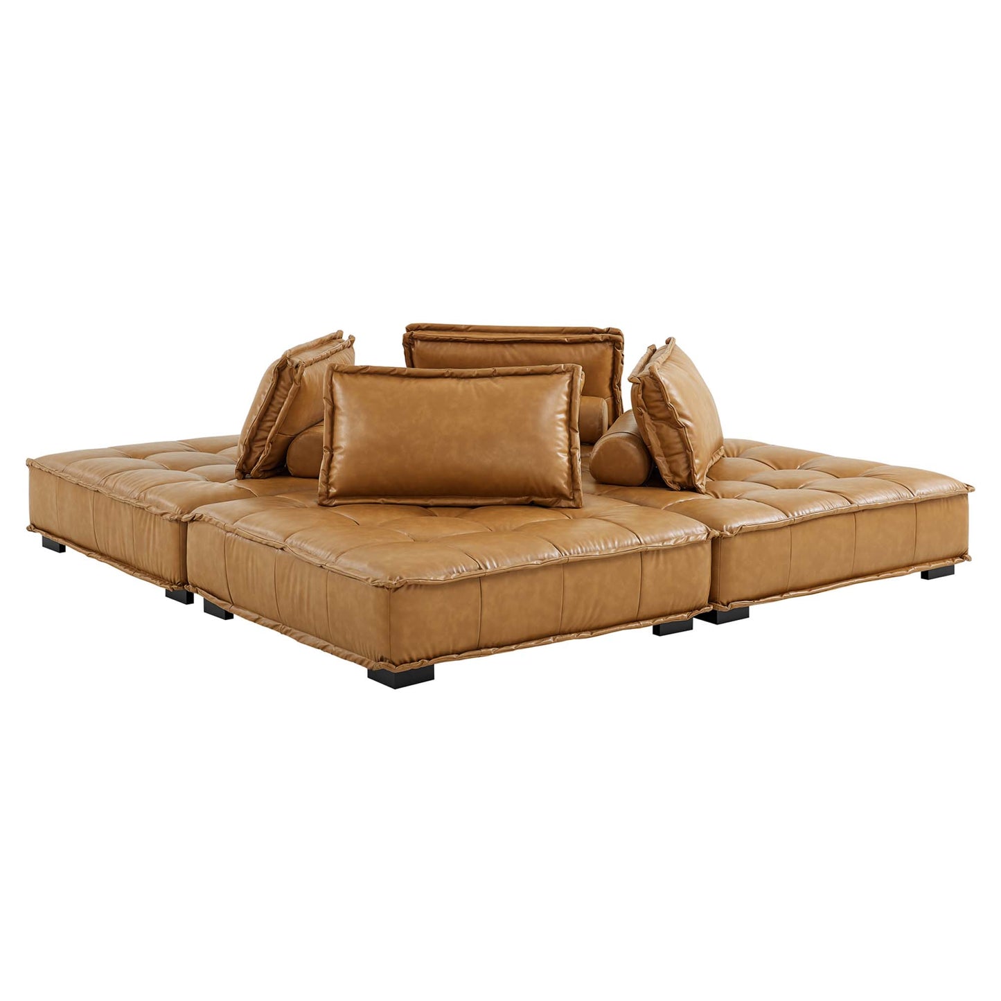 Saunter Tufted Vegan Leather Vegan Leather 4-Piece Sectional Sofa