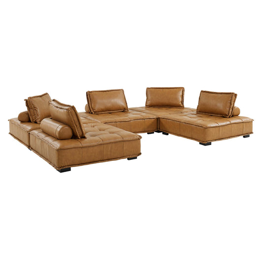 Saunter Tufted Vegan Leather Vegan Leather 5-Piece Sectional Sofa