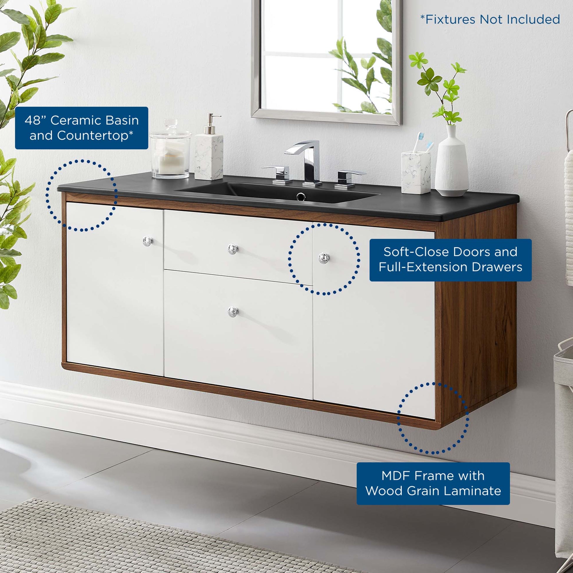 Transmit 48" Wall-Mount Bathroom Vanity