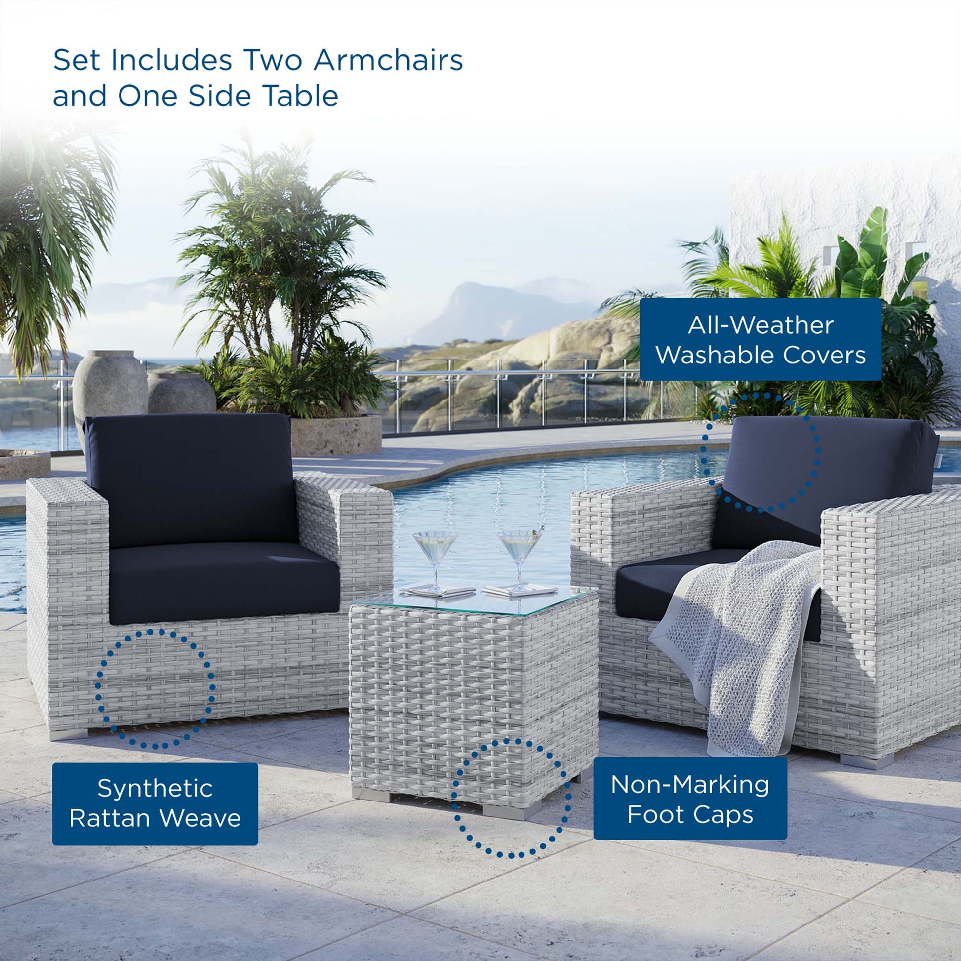 Convene 3-Piece Outdoor Patio Set