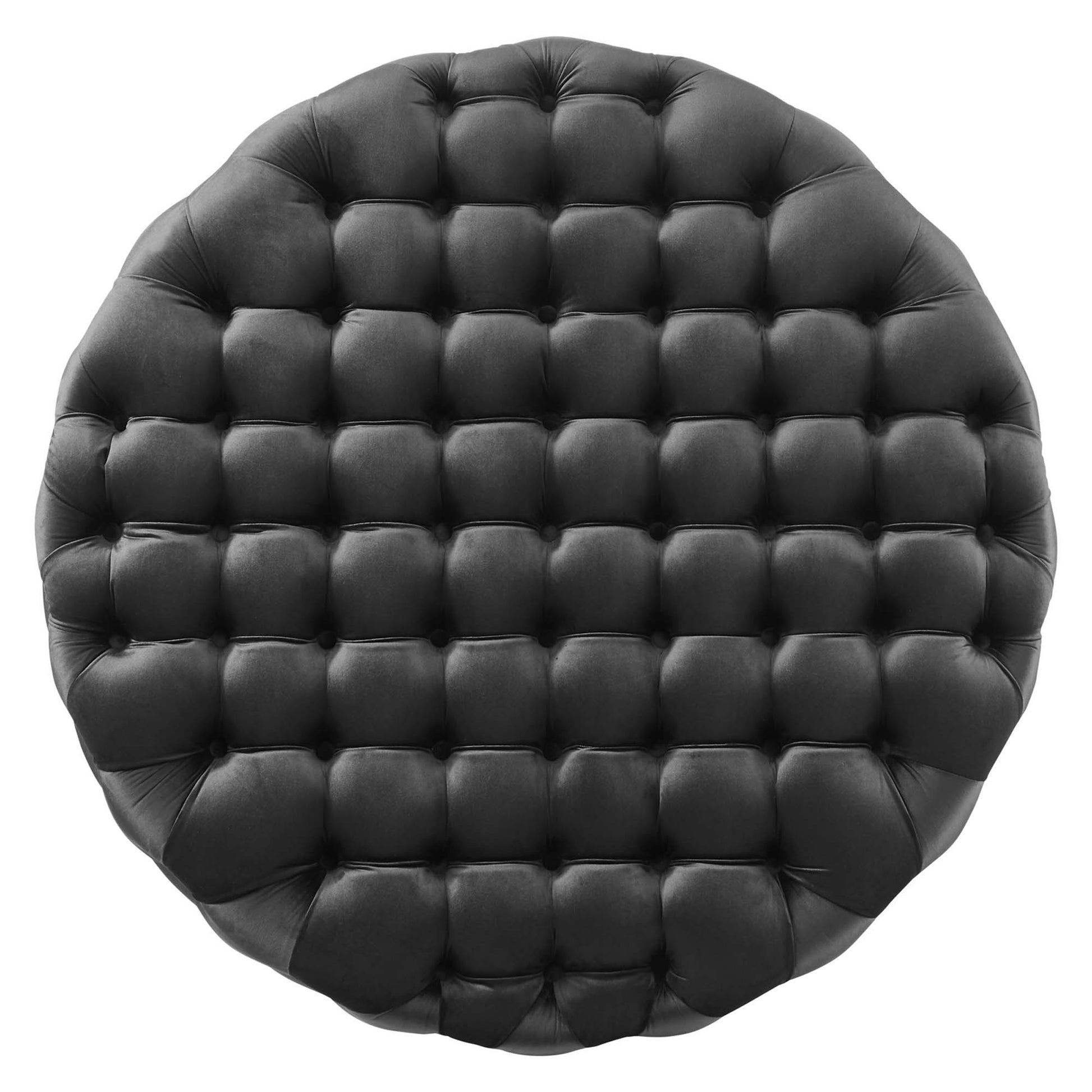 Amour Tufted Button Large Round Performance Velvet Ottoman