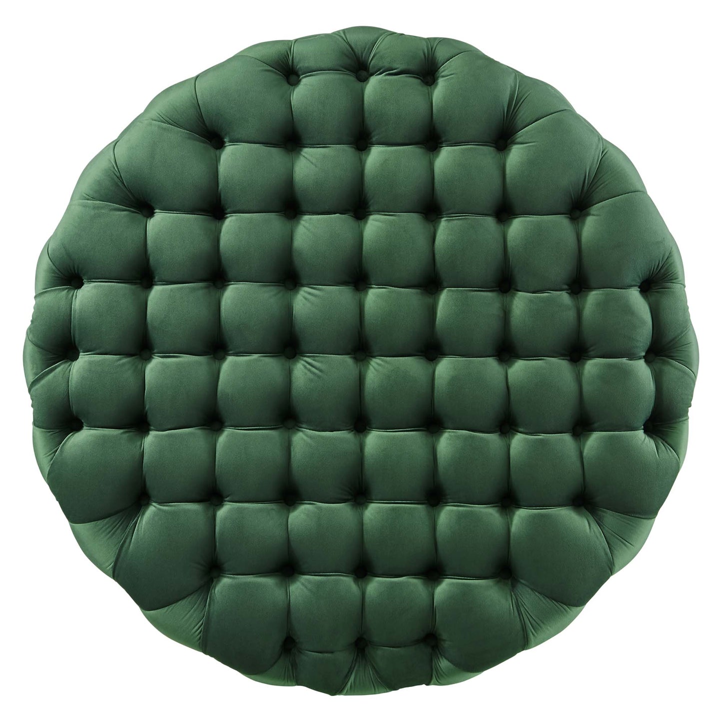 Amour Tufted Button Large Round Performance Velvet Ottoman