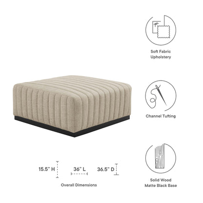 Conjure Channel Tufted Upholstered Fabric Ottoman