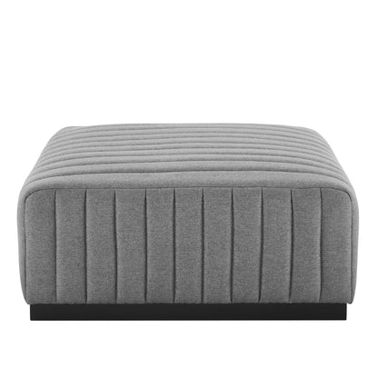 Conjure Channel Tufted Upholstered Fabric Ottoman