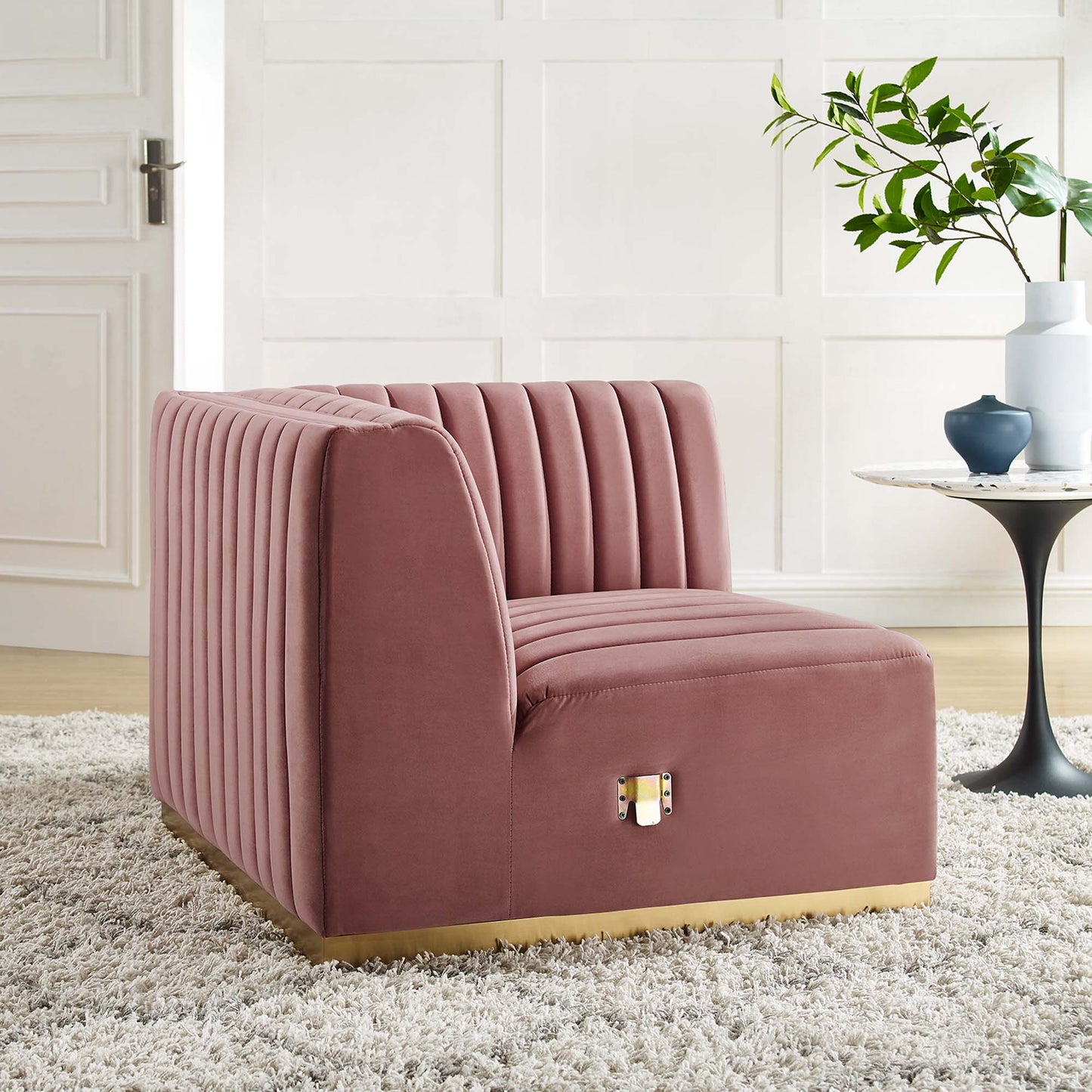 Conjure Channel Tufted Performance Velvet Right Corner Chair