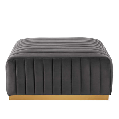 Conjure Channel Tufted Performance Velvet Ottoman