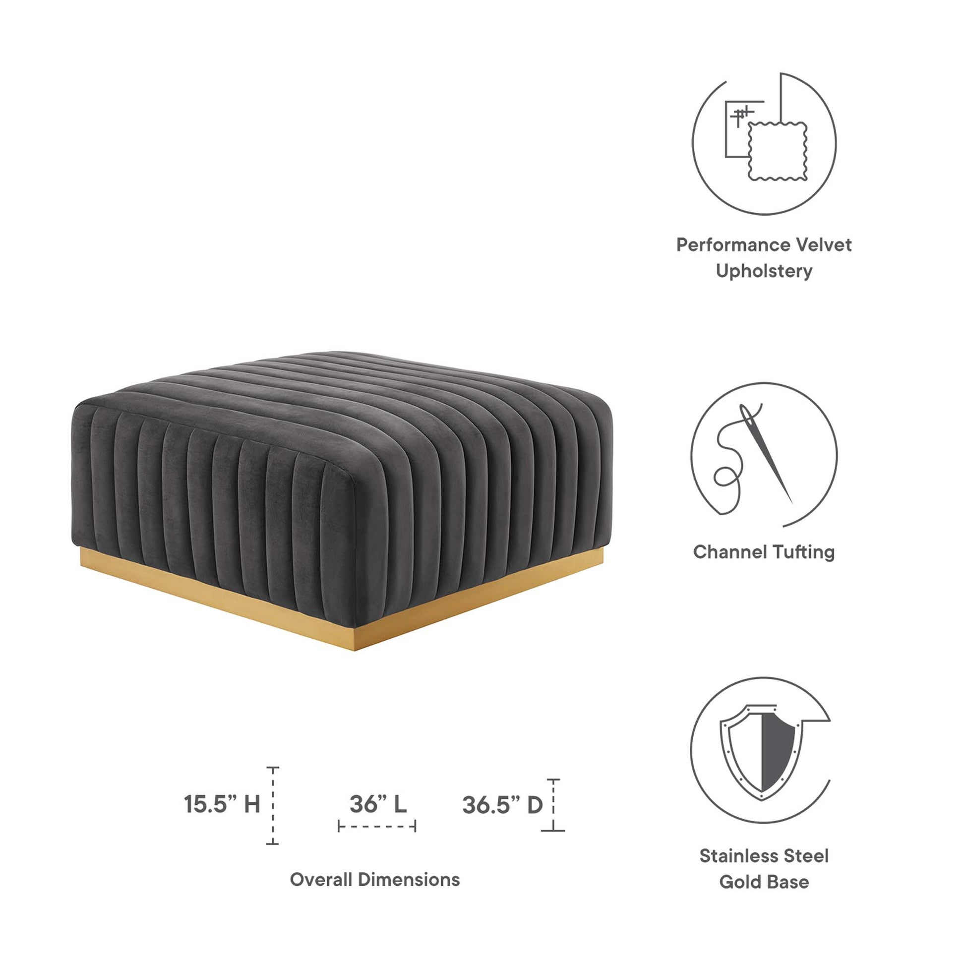 Conjure Channel Tufted Performance Velvet Ottoman