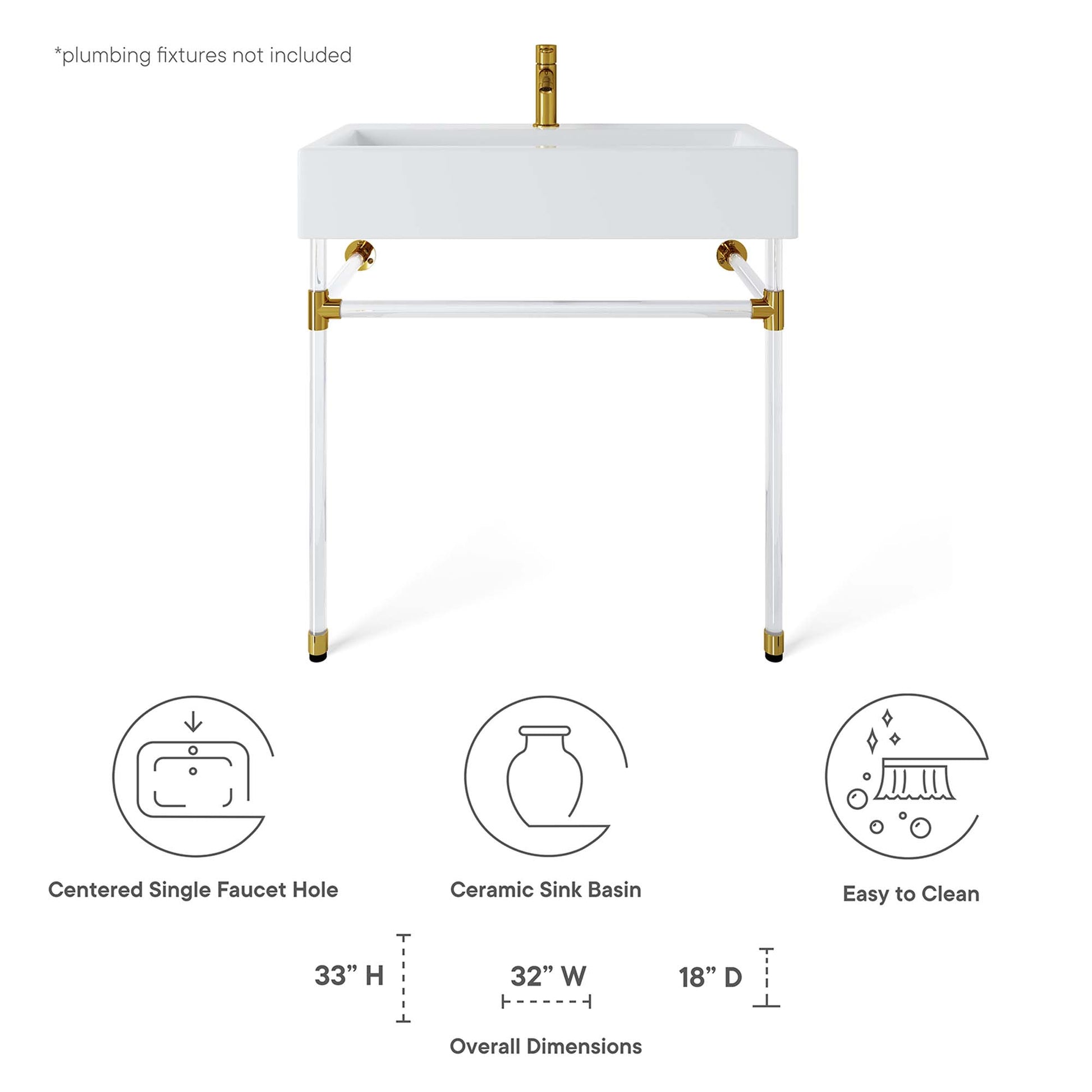 Redeem 32" Acrylic Wall-Mount Bathroom Vanity