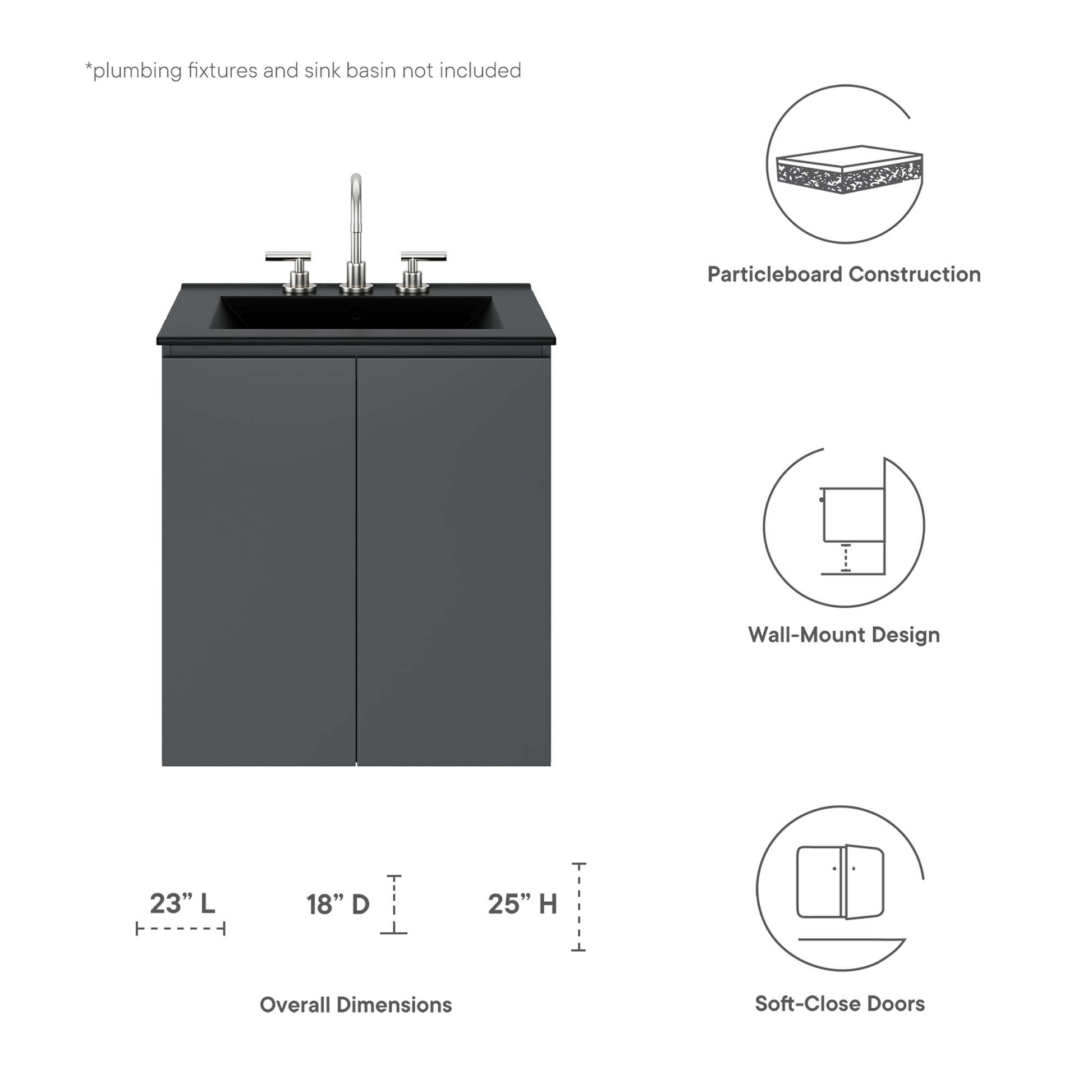 Bryn 24" Wall-Mount Bathroom Vanity (Sink Basin Not Included)