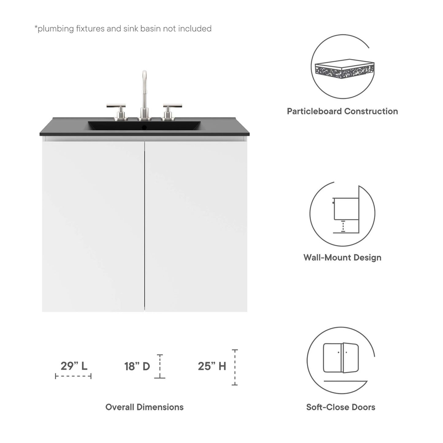 Bryn 30" Wall-Mount Bathroom Vanity (Sink Basin Not Included)