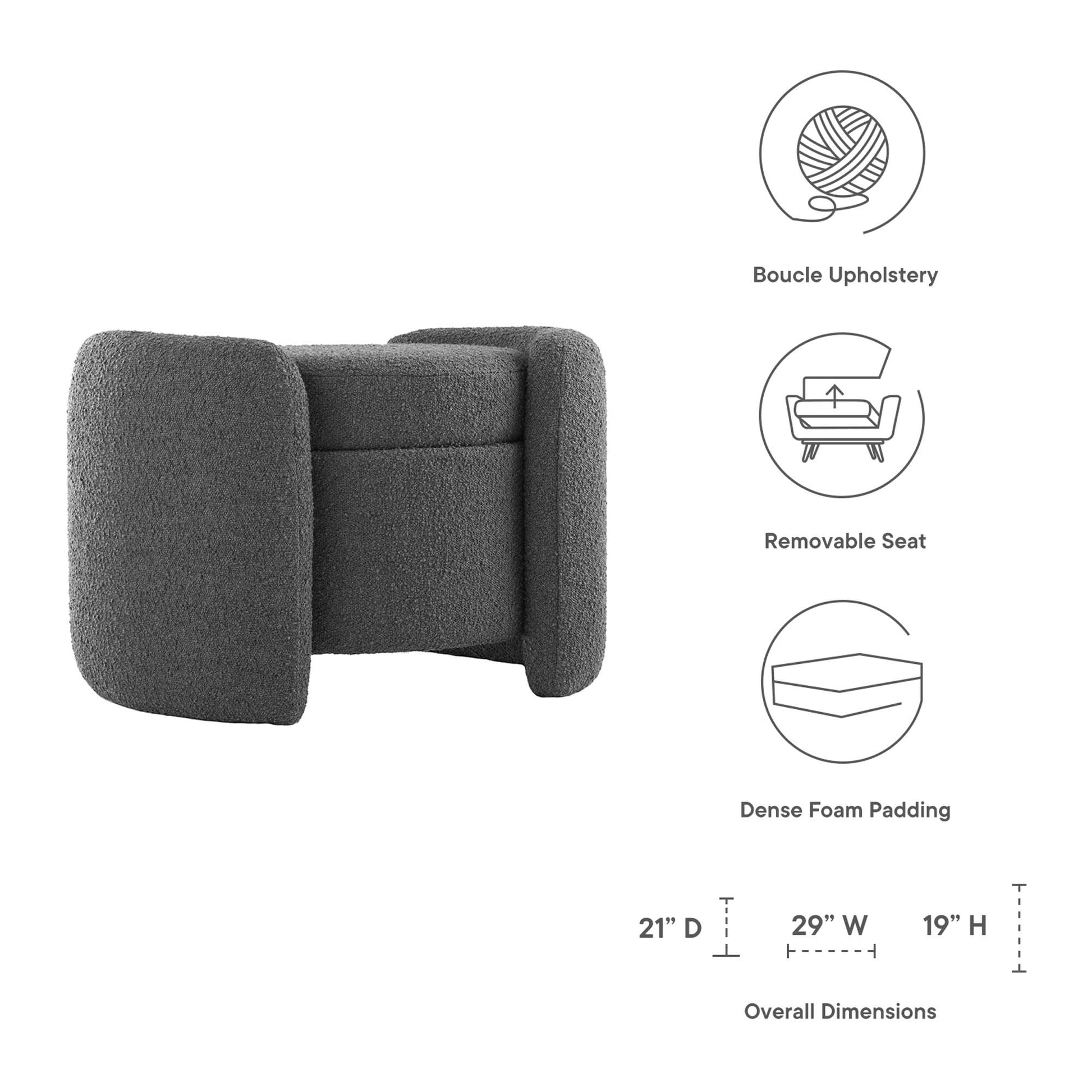 Nebula Boucle Upholstered Ottoman