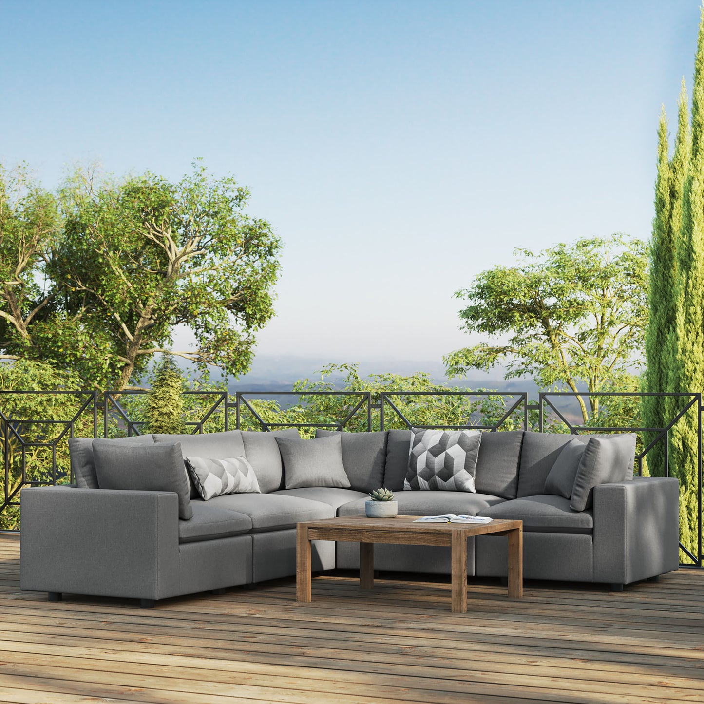 Commix 5-Piece Outdoor Patio Sectional Sofa