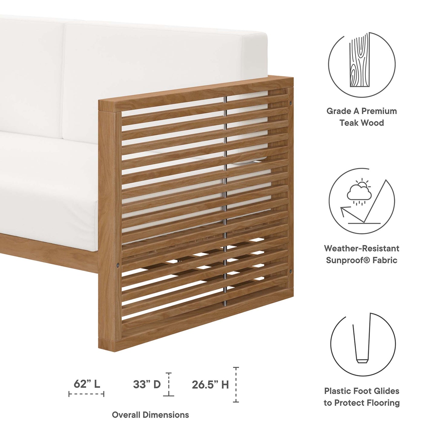 Carlsbad Teak Wood Outdoor Patio Loveseat