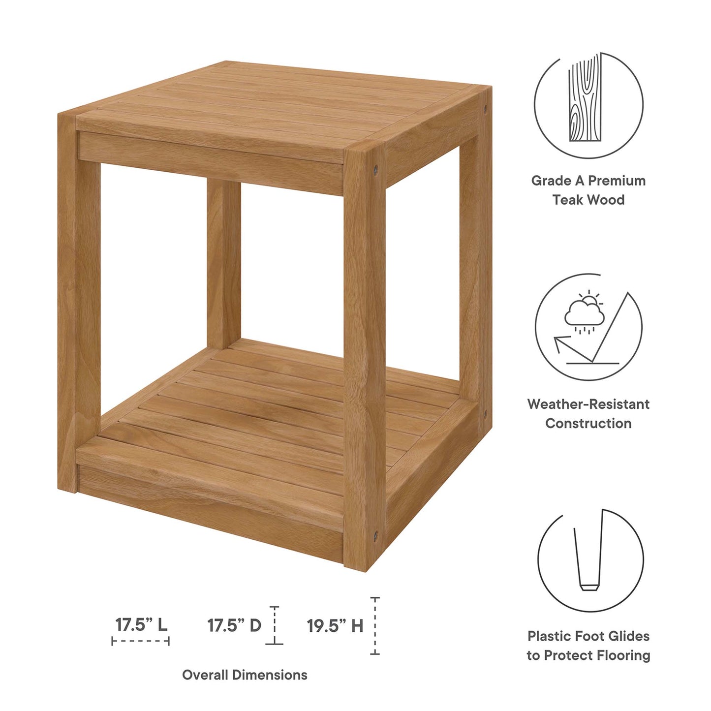 Carlsbad Teak Wood Outdoor Patio Side Table