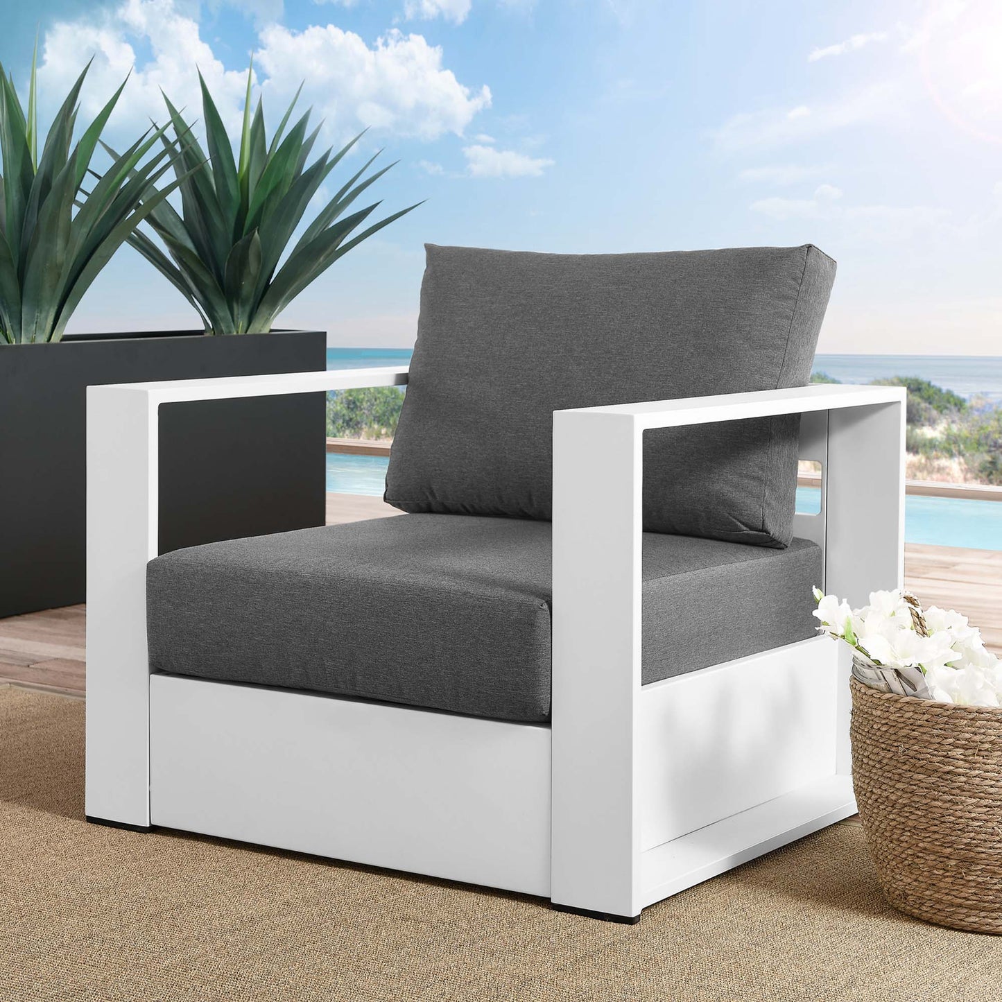 Tahoe Outdoor Patio Powder-Coated Aluminum Armchair