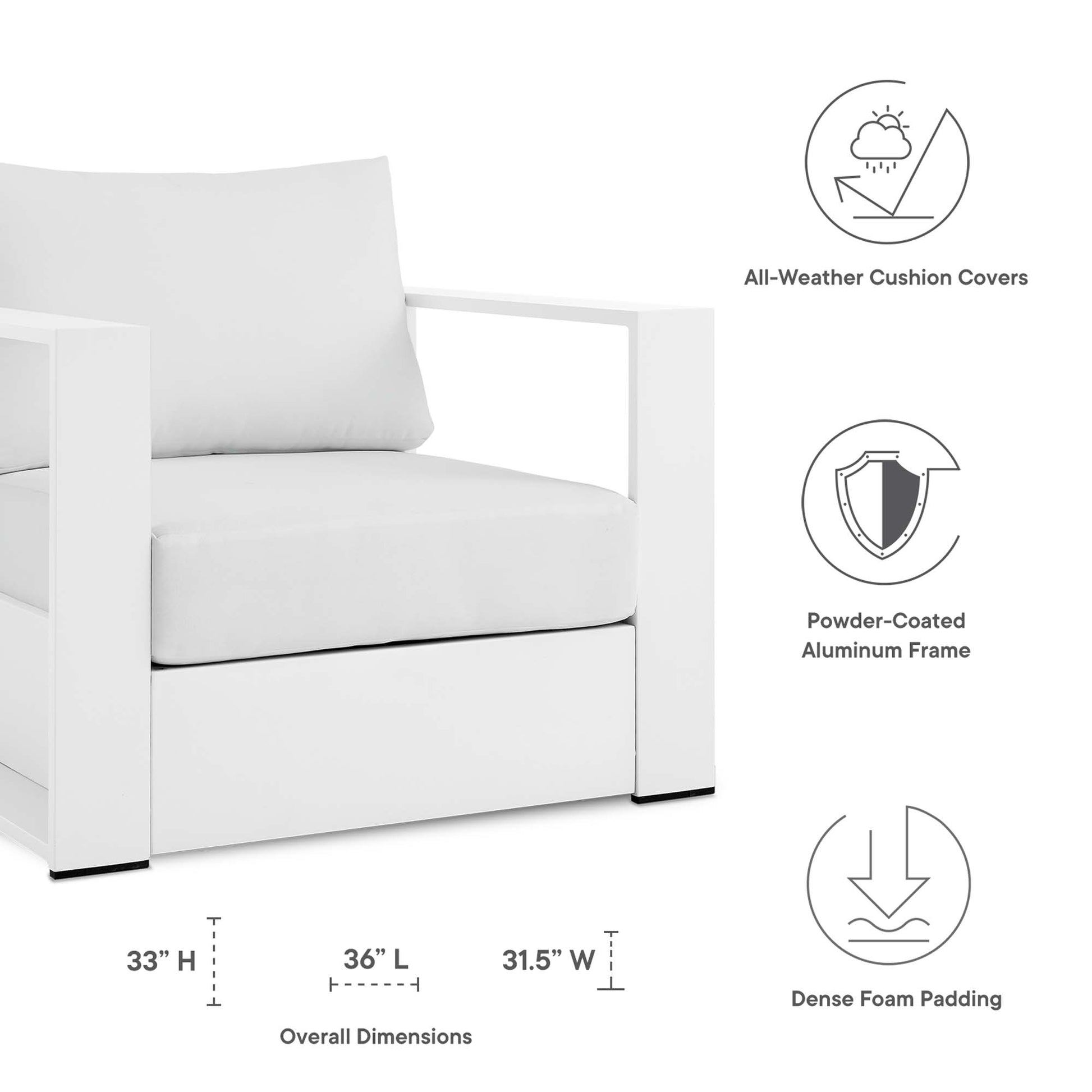 Tahoe Outdoor Patio Powder-Coated Aluminum Armchair