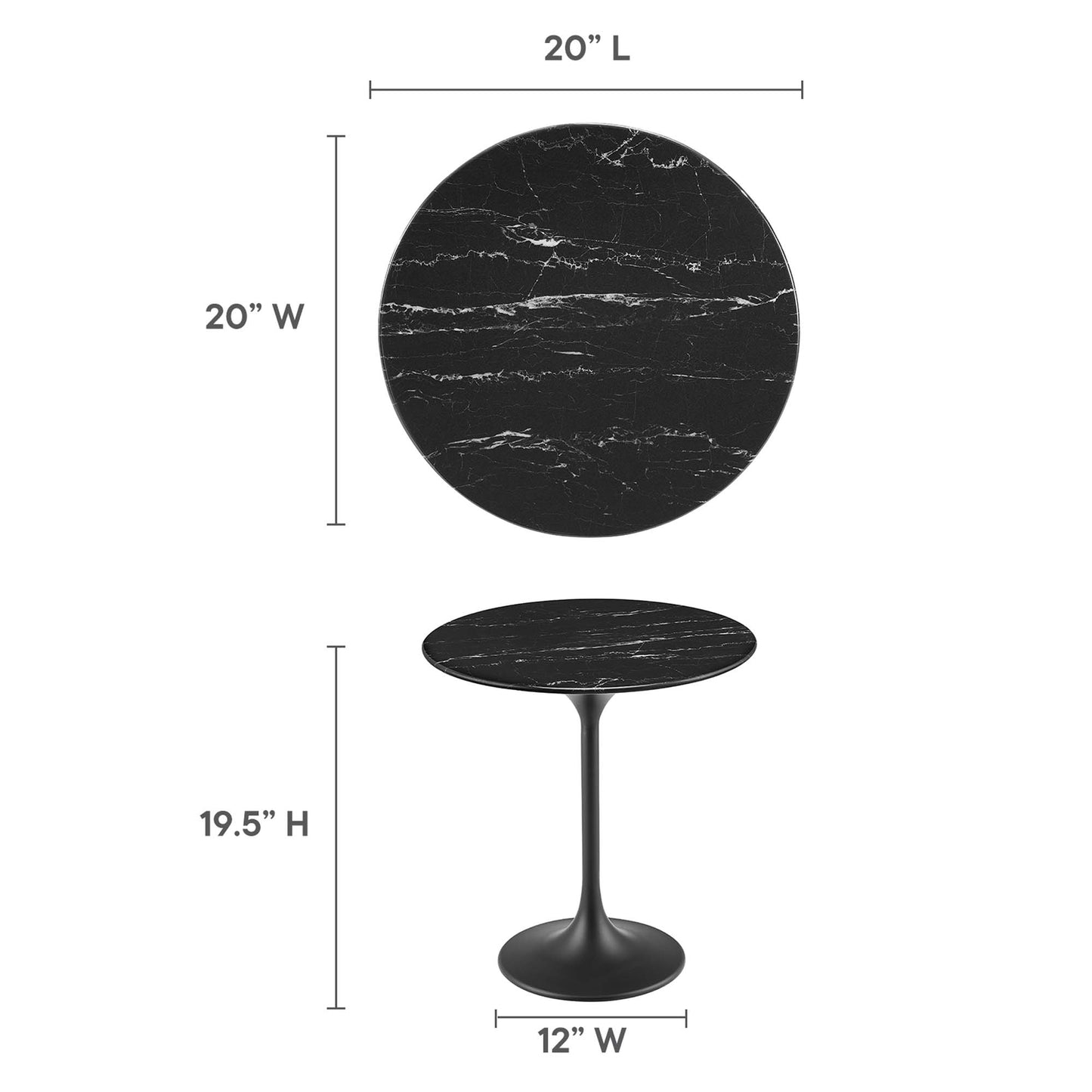 Lippa 20" Round Artificial Marble Side Table