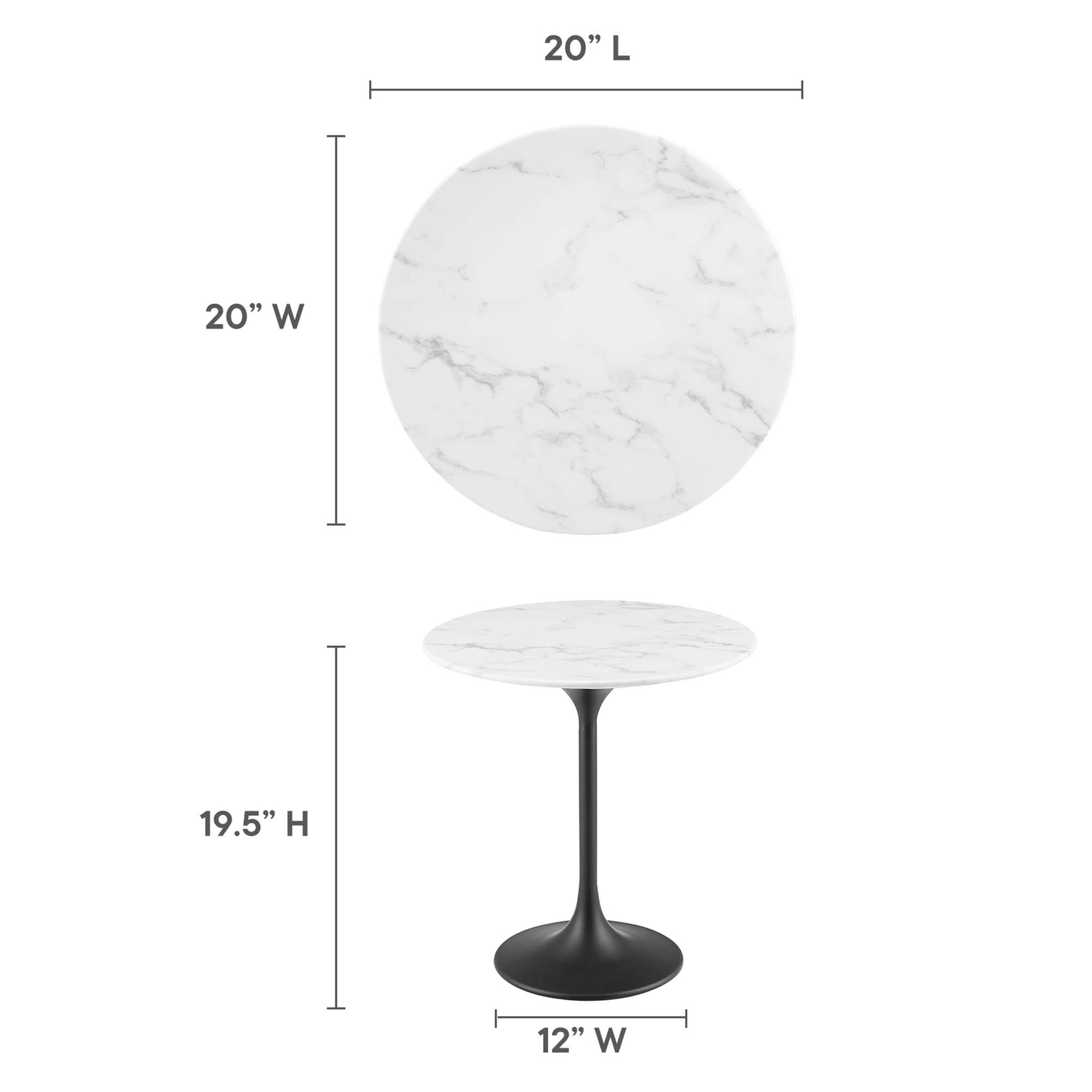 Lippa 20" Round Artificial Marble Side Table