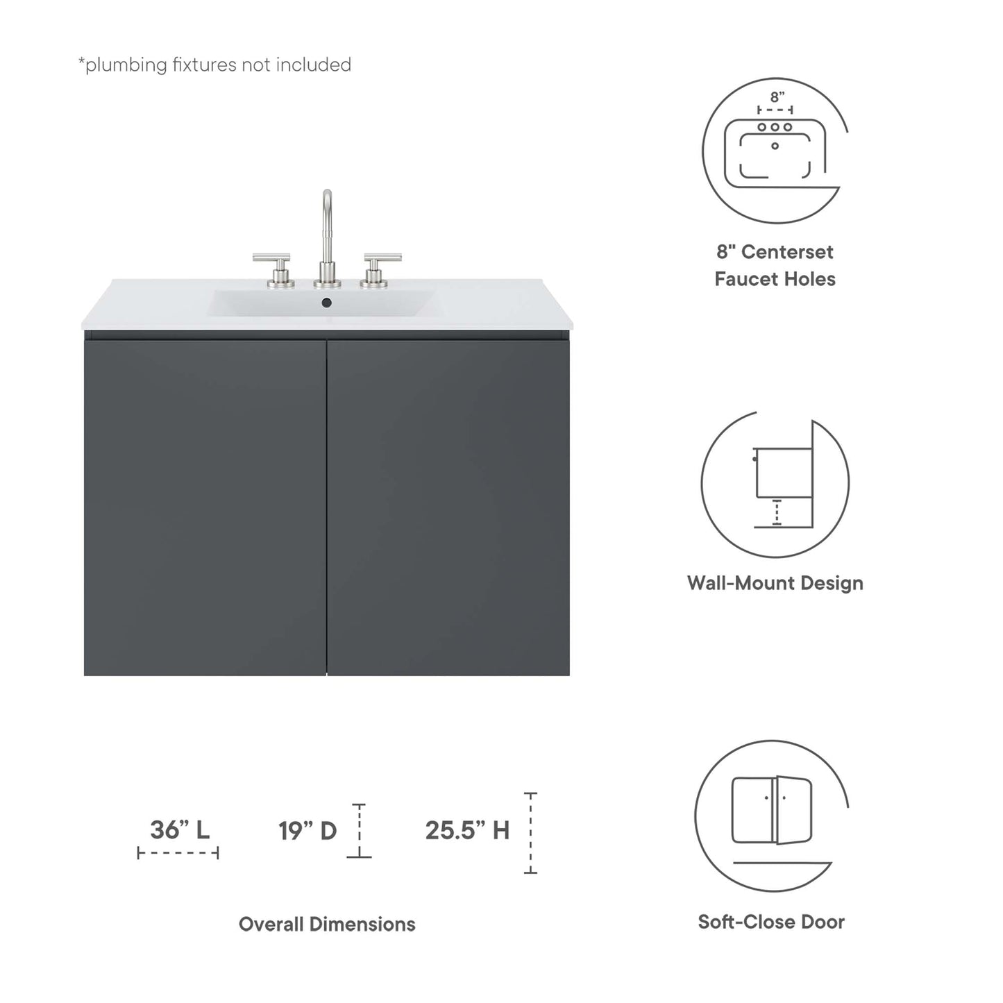 Bryn 36" Wall-Mount Bathroom Vanity