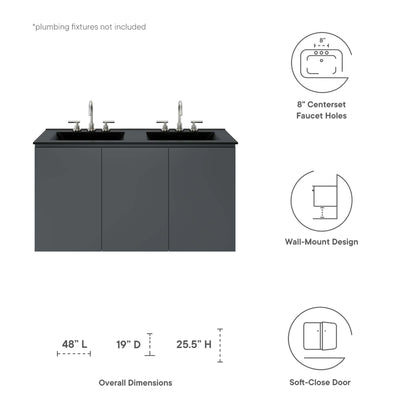 Bryn 48" Wall-Mount Double Sink Bathroom Vanity